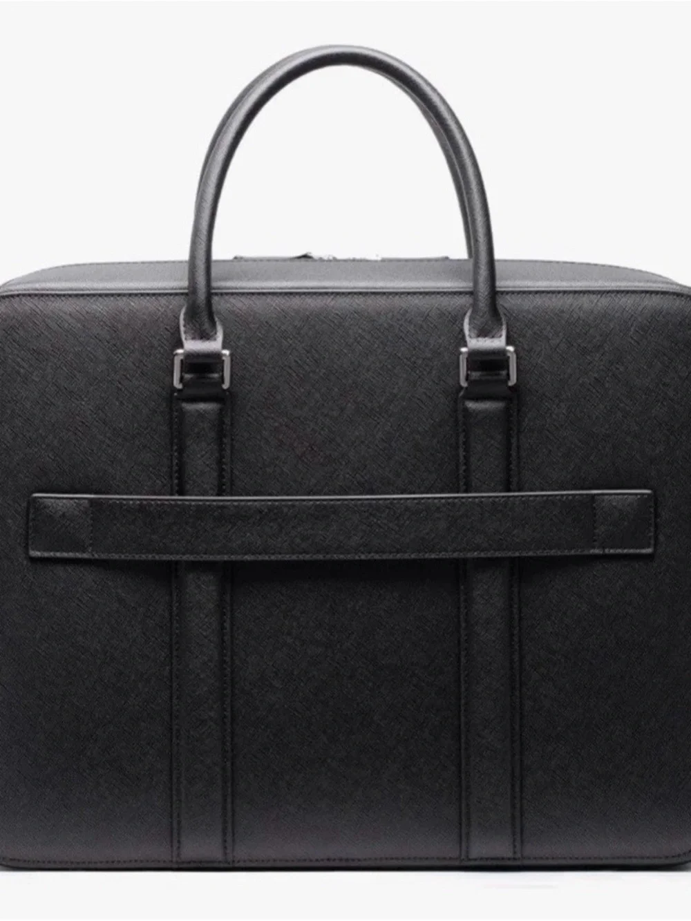Maverick & Co Manhattan Double Zip Leather Briefcase Black/Red